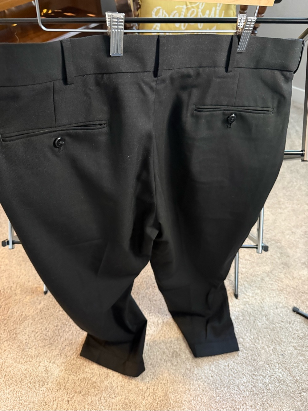 Classic Fit Sharkskin Black Men's Dress Pants - Travel Collection - Picture 3 of 8
